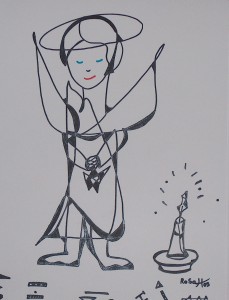 Engel mit Stern und Kerze, Eddingstift auf Zeichenpapier, 30 cm x 40 cm, 60,00 Euro 