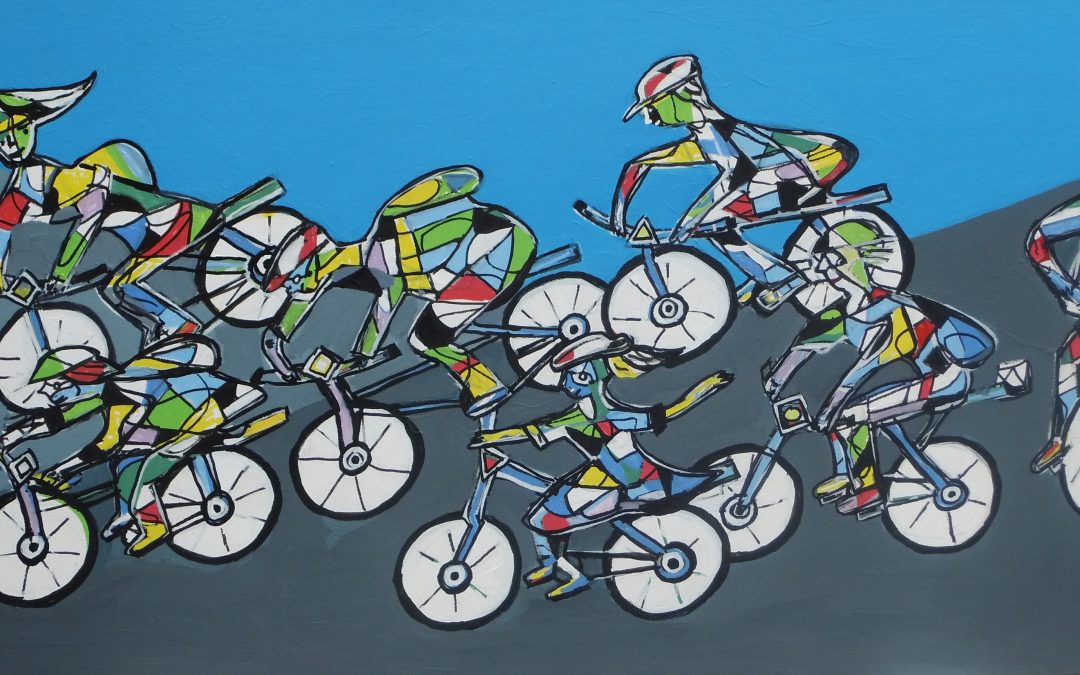 Ein neues Acrylbild: „Die Radfahrer“