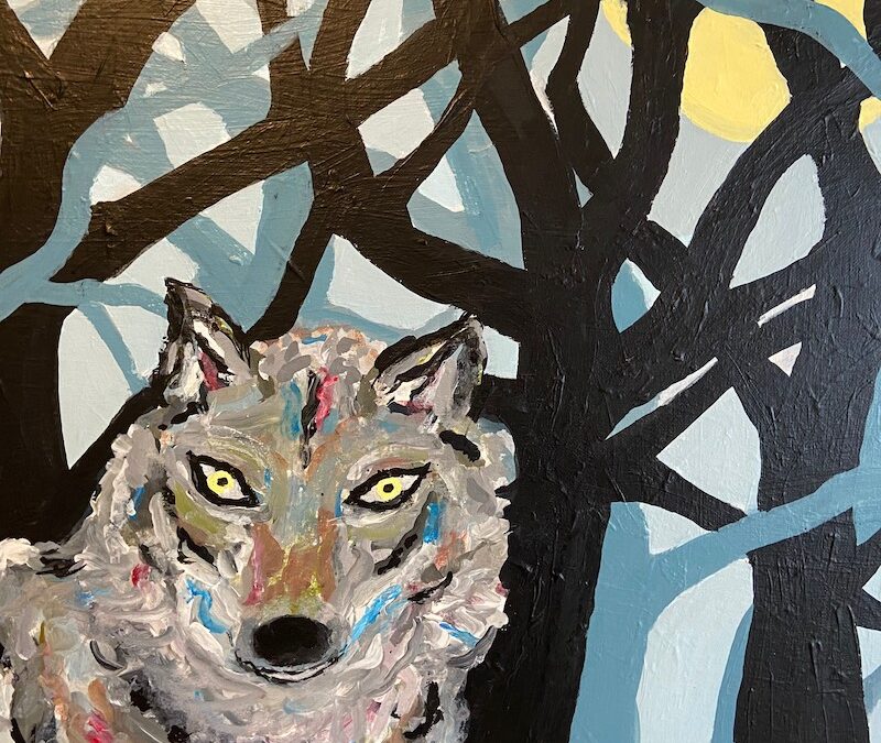 Bild Acryl: Einsamer Wolf